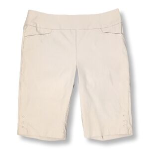 Coconut Row Bermuda Shorts Womens Size 10P Khaki Pull On Rhinestone Stretch
